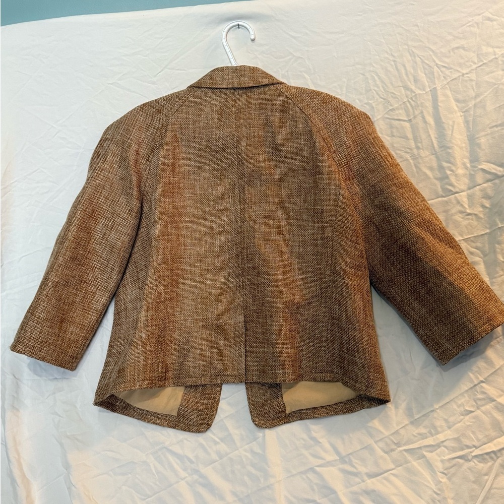 Vintage Talbots Woven Tan Tweed Blazer  Jacket - Picture 4 of 5